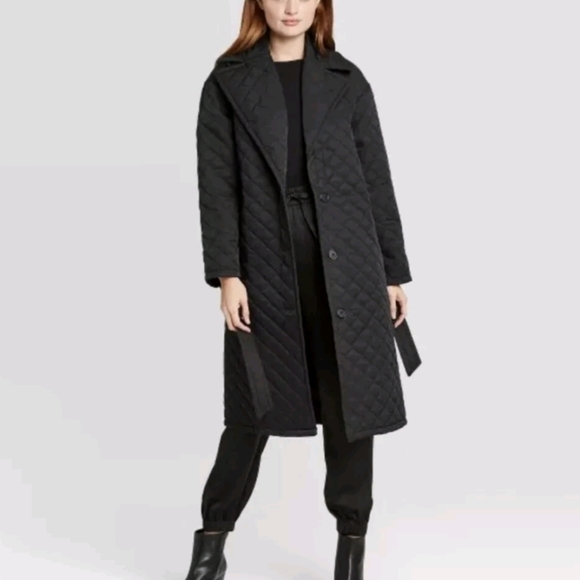 Women’s Long Sleeve Quilted Jacket - Prologue™ Sz L cotton blend. Black. Belted. - Picture 2 of 15